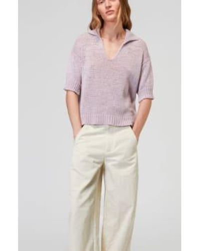 Roberto Collina Knit Short Sleeve Polo M / Lilac - Grey