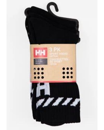 Helly Hansen Chaussettes sport en coton noir 3 pack