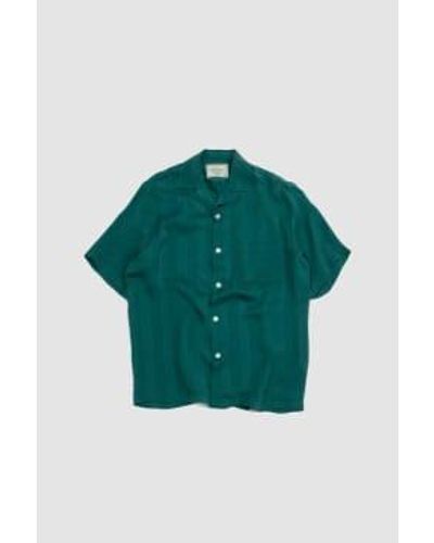 Portuguese Flannel Cupro Shirt Stripe - Verde
