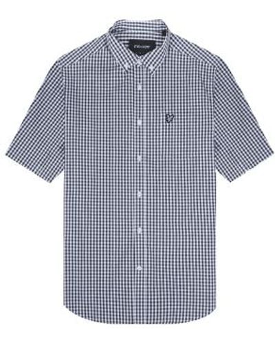 Lyle & Scott Lyle & scott short sleeve slim fit gingham shirt & white - Azul