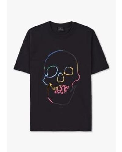Paul Smith S Linear Skull Print T-shirt - Black