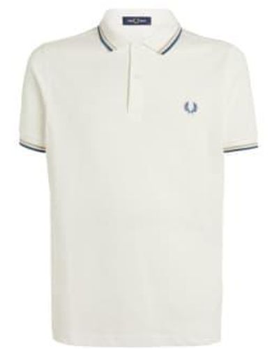 Fred Perry Slim fit twin polo polo blanche-neige / gris / bleu