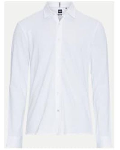 BOSS Boss S Roan Kent Jersey Stretch Cotton Shirt 50513759 100 - Bianco