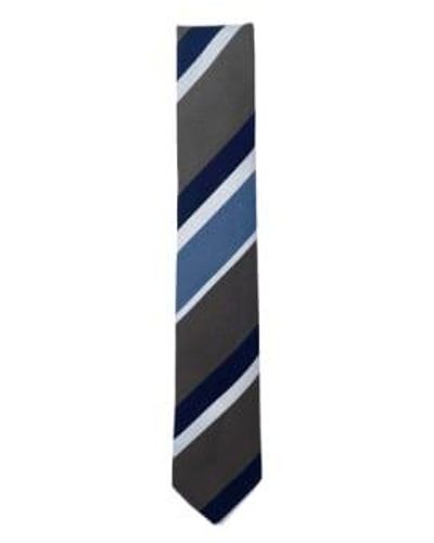 Fresh Cravate en soie rayée Ametora - Bleu