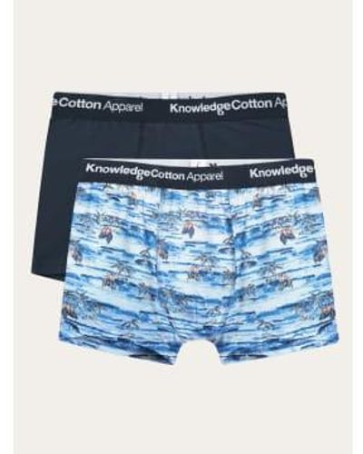 Knowledge Cotton 1110004 2 Pack Aop Printed Underwear 9993 Aop - Blu