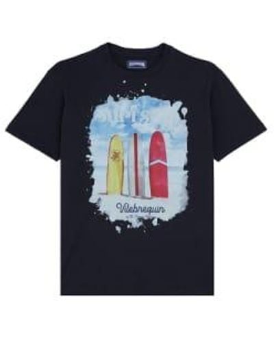 Vilebrequin Portisol cotton t-shirt surft in dunkelblauem ptsap385 - Schwarz