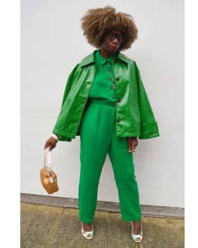 Lowie Emerald Linen Boilersuit Xs - Green