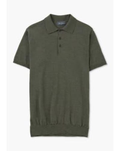 Oliver Sweeney Mens Covehithe Merino Knitted Polo Shirt In Khaki - Verde
