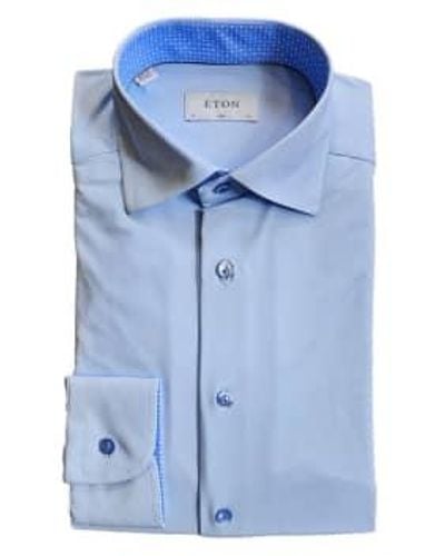 Eton Slim fit vier-wege-stretchhemd mit kontrastdetails 10001226922 - Blau