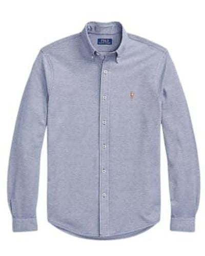 Ralph Lauren L/s Oxford Knit Shirt M Navy - Blue