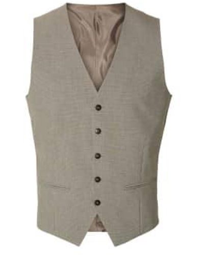 SELECTED Slim Liam Mini Houndstooth Waistcoat Flex 44it - Grey