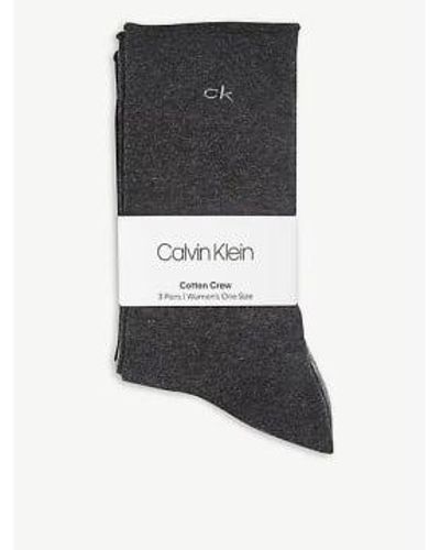 Calvin Klein 3 Pack Roll Top Socks In Grey - Nero