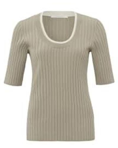 Yaya Ribbed Sweater With Round Neck In A Slim Fit Aluminium - Grigio