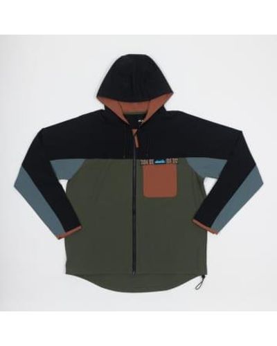 Kavu River Throwshirt Hooded Jacket In And Multi - Nero