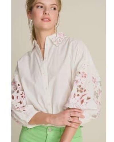 Pom Embroidery Blouse Blooming Ecru 38 - Multicolour