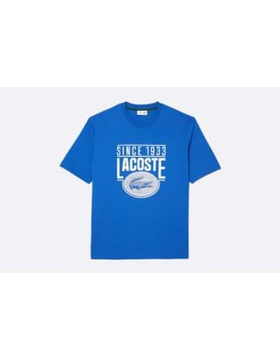 Lacoste Locker geschnittenes t-shirt aus baumwolljersey mit print in blau