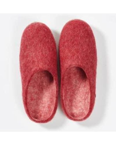 Soda Store Felties Hand-felted Slippers From Certified Production Wool - Red
