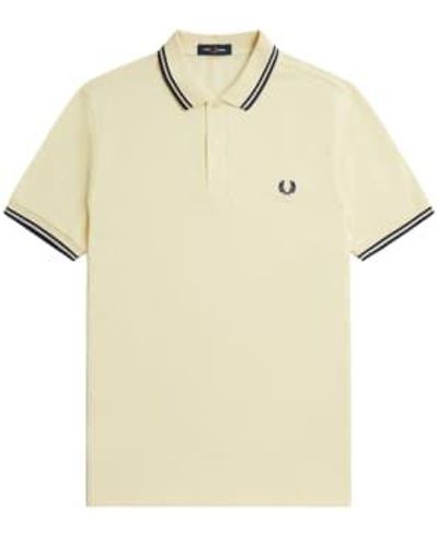 Fred Perry Slim Fit Twin Tipped Polo Ice Cream & French Navy M - Natural