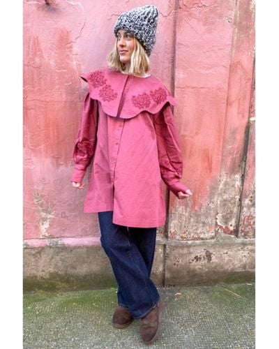Damson Madder Mimi Berry Broiderie Mini Dress - Pink