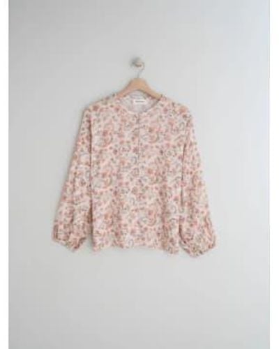 indi & cold Indi And Cold Mc187P Floral Organic Cotton Blouse In Peach - Rosa