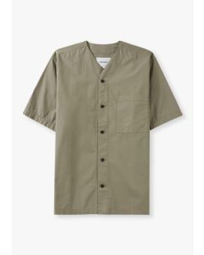 Norse Projects Mens Erwin Typewriter Short Sleeve Shirt In Clay - Verde