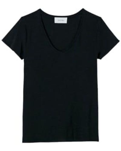 American Vintage T Shirt Jacksonville V Donna Navy - Nero