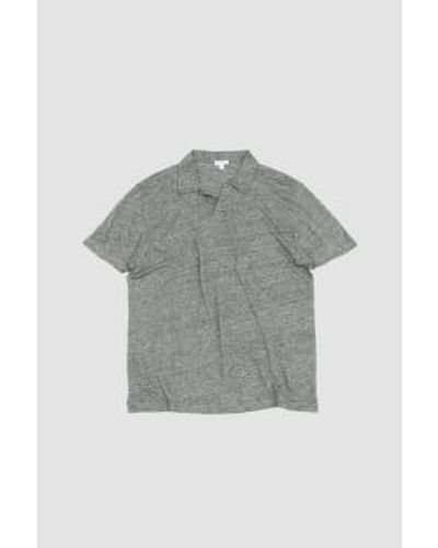 Sunspel Linen Polo Shirt Mid. Melange Xl - Grey