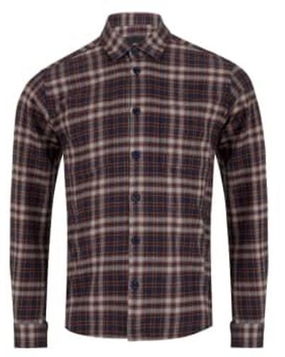 Remus Uomo Flannel Check Overshirt Navy / Red L - Brown