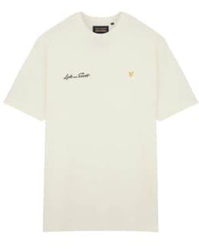Lyle & Scott Archive Embroidered Letter T Shirt Vanilla Ice - Bianco