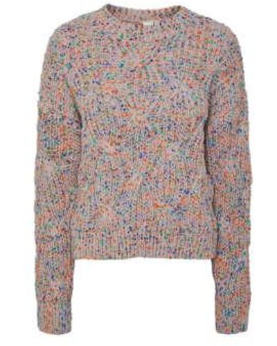 Y.A.S | Confetti Knit Pullover Almond Peach L - Brown