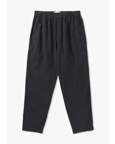 Folk Mens Drawcord Assembly Pants In Soft Linen - Nero