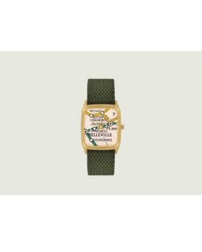 Laps Green Woven Strap Belleville Perlon Watch - White
