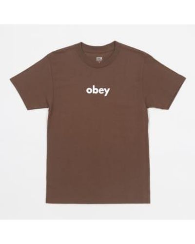 Obey Lower Case 2 Classic T Shirt In - Marrone