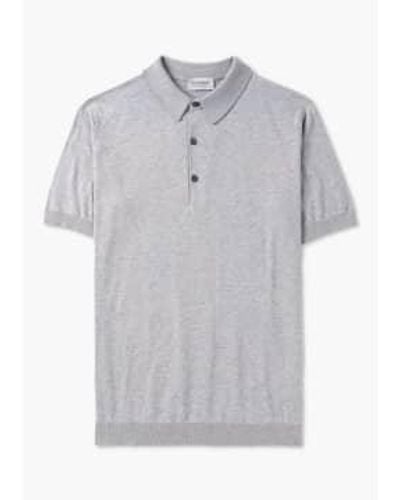 John Smedley S Adrian Knitted Polo Shirt - Gray