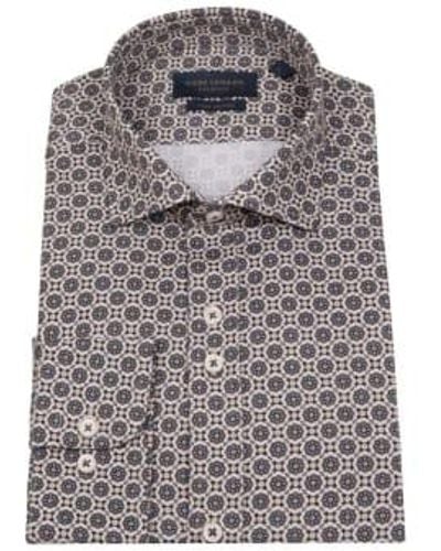 Guide London Geometrisches Muster Baumwollhemd - Grau
