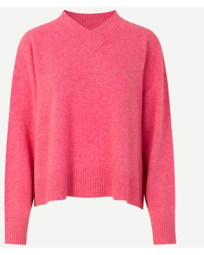 Samsøe & Samsøe Amaris V-neck Sweater - Pink