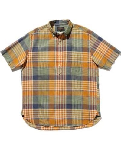 Beams Plus Bd Pullover Short Sleeve Indian Madras Check - Metallizzato