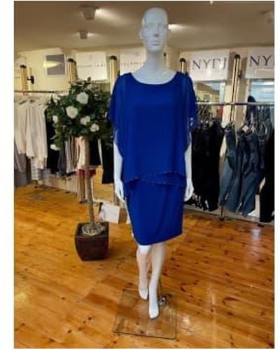 Joseph Ribkoff Silky Knit Sheath Dress With Front Pleats 16 - Blue