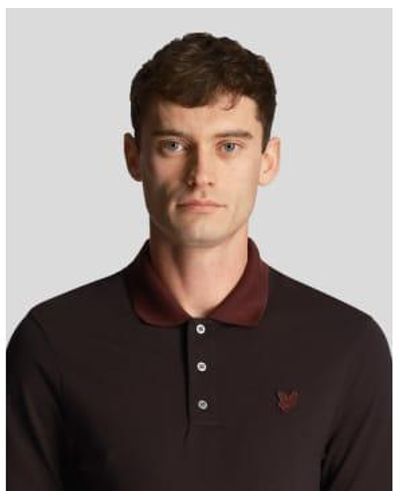 Lyle & Scott Tonal Ringer Polo In Burgundy - Nero