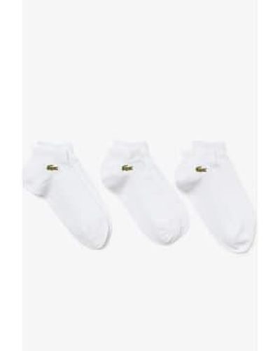 Lacoste Pack Of 3 Pairs Low Sport Trainer Socks 6-8 - White