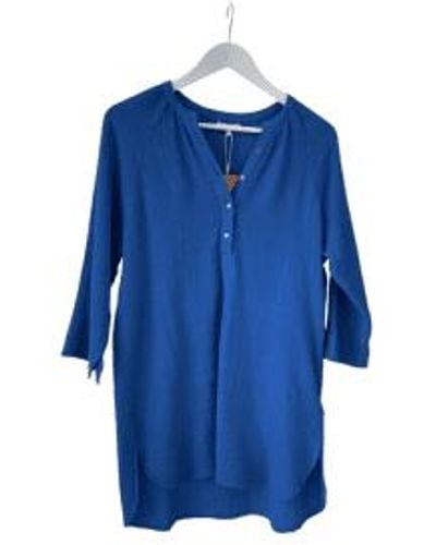 Yerse Zoey 34 Sleeve Top In Uniform - Blu