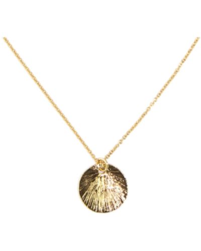sept cinq Long Brass Gold Necklace Abalone - Metallizzato