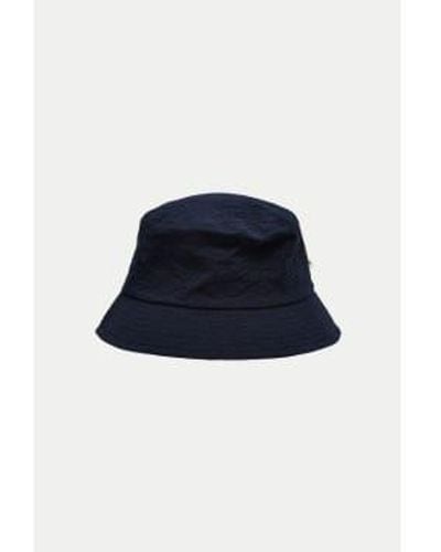 SELECTED Sky Captain Pier Seersucker Bucket Hat Navy / Onesize - Blue