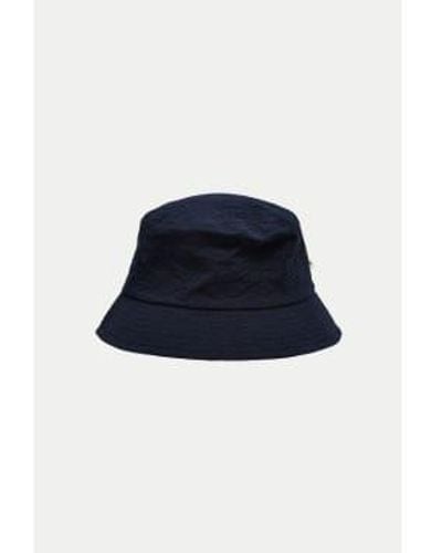 SELECTED Sky Captain Pier Seersucker Bucket Hat - Blue