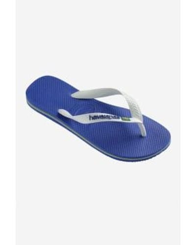 Havaianas Mens Brasil Logo Flip Flops - Blu