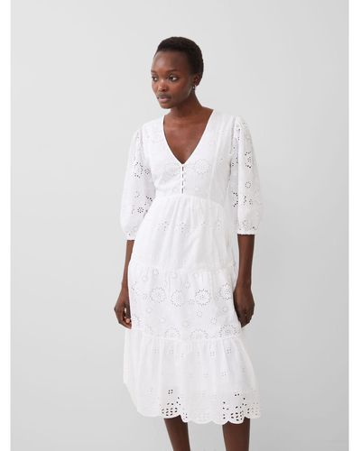 French Connection Broderie Anglaise Dress-linen -71wdy - White