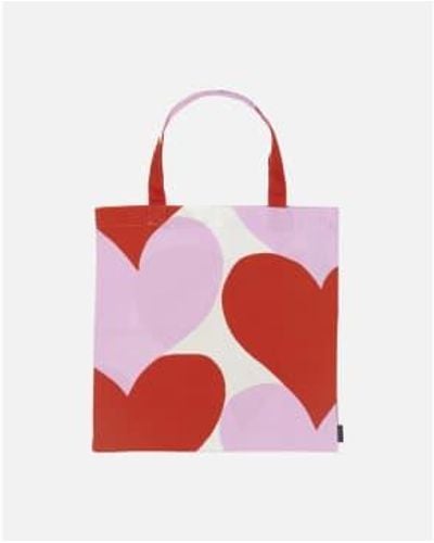 Marimekko Shopper Bag Cuori E Rossi Red