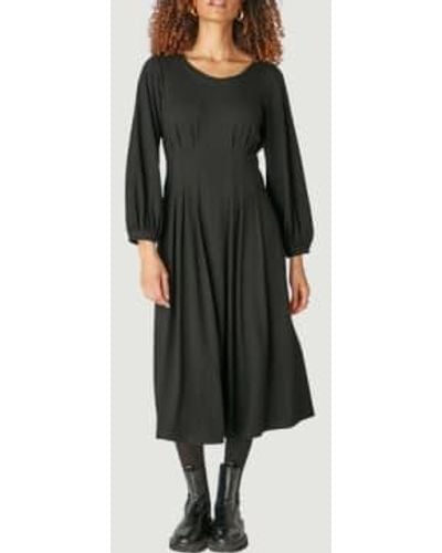 Sahara Fluid Crepe Pleat Waist Dress Uk 14/16 - Black