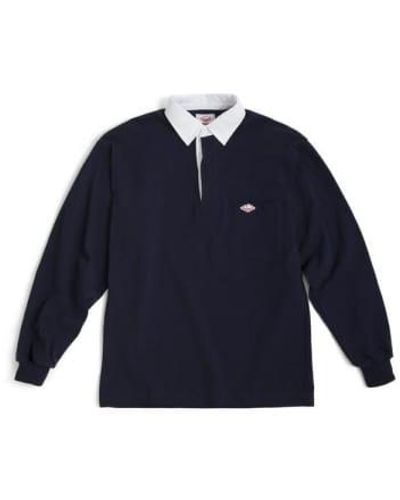 Battenwear Camiseta rugby azul marino con bolsillo jersey 6 oz