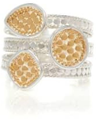 Anna Beck Beaded Triple Ring 7 / Mixed - White